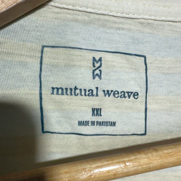 Mutual Weave T-Shirt Men’s XXL Yellow Striped Soft Cotton Blend Crew Neck Tee - Picture 4 of 7